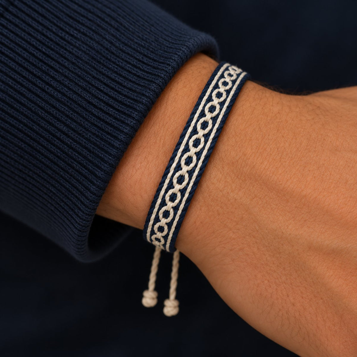 Nantucket bracelet, Navy & Cream