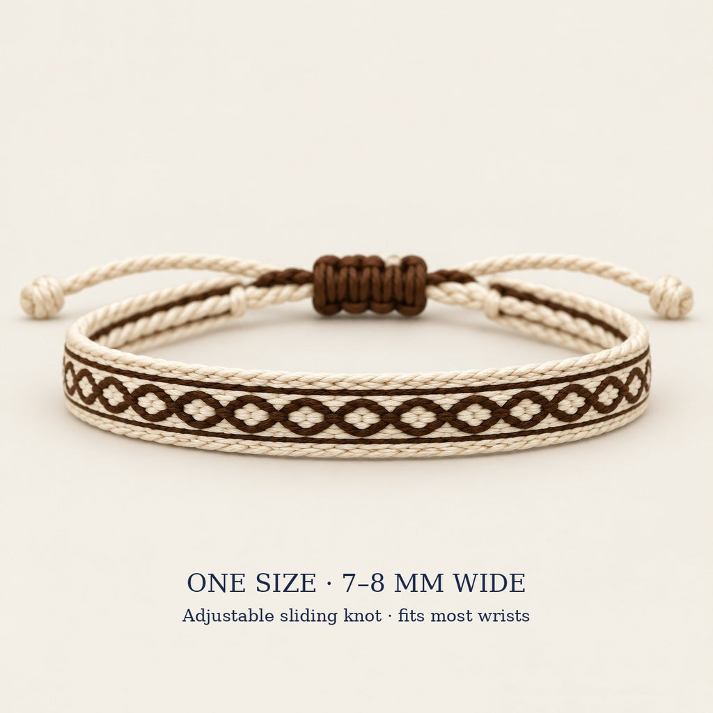 Dune bracelet, cream and brown, 7-8 mm