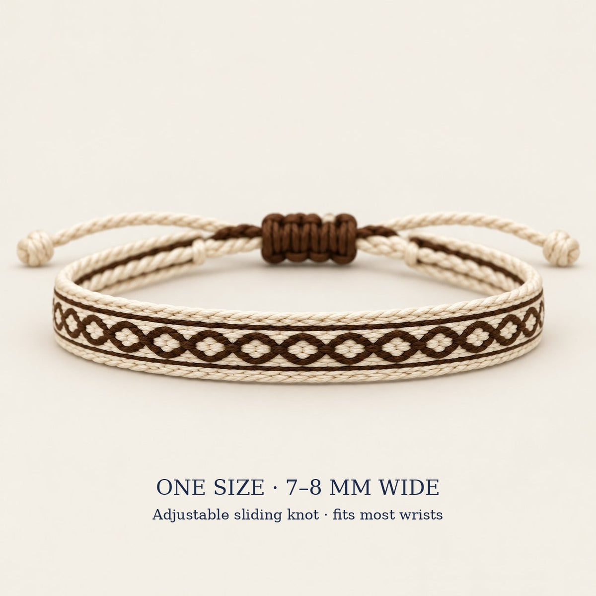 Dune bracelet, cream and brown, 7-8 mm